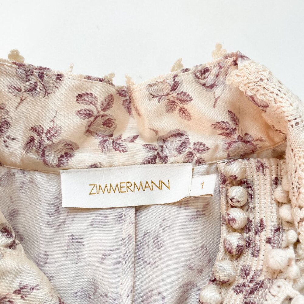 Zimmermann Sabotage Shirt Dress Floral Silk Mini Dress Size AU 1 US 6 NEW - Picture 10 of 14